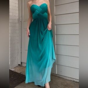 Teal Open Back La Femme Maxi Dress